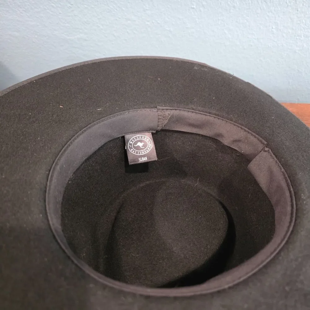 Wallaroo Sloan Women's Hat Fedora Black Wool-Felt UPF 50+ Wide Brim READ